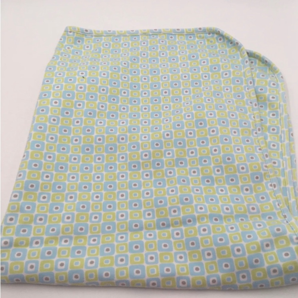 Angel dear luxuriously soft swaddle baby blanket 31 x 35 blue green block
